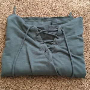 Army green cross stitch hoodie